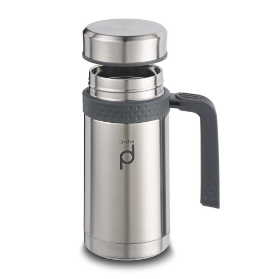 "DrinkPod" thermally insulating bottle made of stainless steel, 0,45 L, Silver colour - Grunwerg 