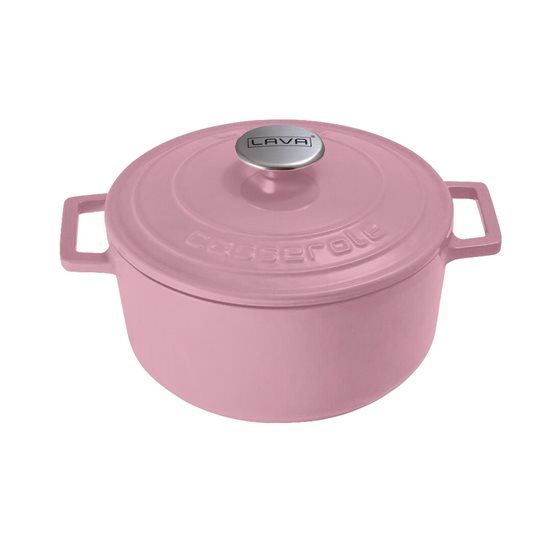 Cast iron saucepan, 24 cm, pink, "Folk" - LAVA