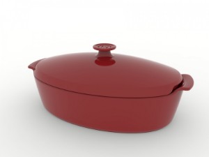 Oval baking dish with lid, 41.5 x 24 cm/5.8 l, Burgundy - Emile Henry