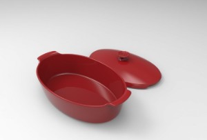 Oval baking dish with lid, 41.5 x 24 cm/5.8 l, Burgundy - Emile Henry