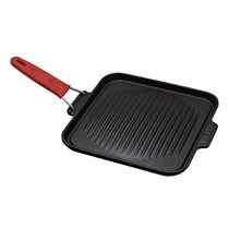 Square grill pan, 24 x 24 cm, red handle - LAVA brand