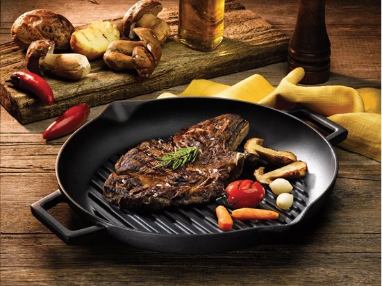 Poêle à griller ronde, 30 cm, en fonte - Marque LAVA