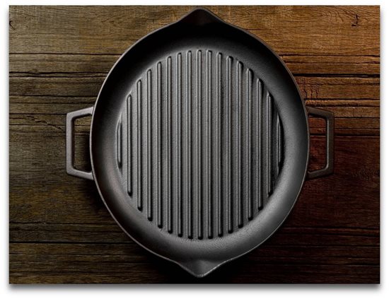 Sartén grill redonda, 30 cm, hierro fundido - marca LAVA