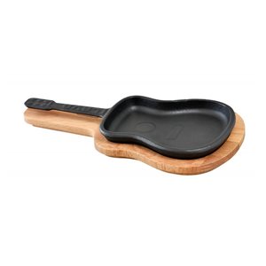 Cast iron frying pan with wooden stand, 28.9 x 15.2 cm - LAVA brand
