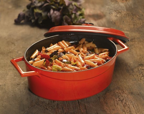 Oval saucepan, cast iron, 27 cm, "Folk" range, red - LAVA brand