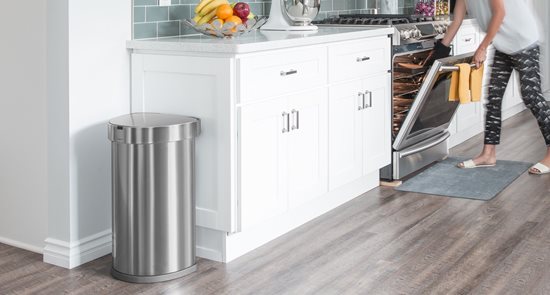 Trash can with sensor, semi-round, 45 L, stainless steel - simplehuman