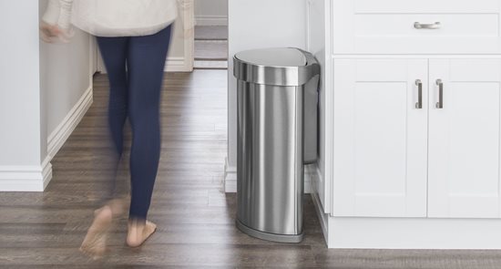 Trash can with sensor, semi-round, 45 L, stainless steel - simplehuman