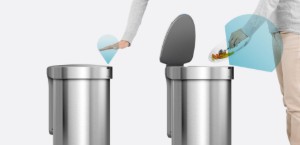 Papperskorgen med sensor, halvrund, 45 L, rostfritt stål - simplehuman