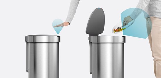 Trash can with sensor, semi-round, 45 L, stainless steel - simplehuman