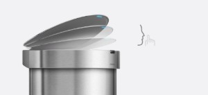 Papperskorgen med sensor, halvrund, 45 L, rostfritt stål - simplehuman
