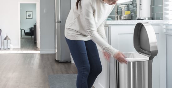 Trash can with sensor, semi-round, 45 L, stainless steel - simplehuman