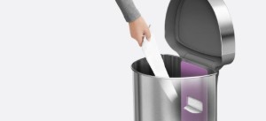 Papperskorgen med sensor, halvrund, 45 L, rostfritt stål - simplehuman