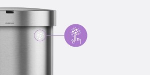 Papperskorgen med sensor, halvrund, 45 L, rostfritt stål - simplehuman