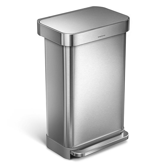 Pedal trash can, 45 L, stainless steel - simplehuman