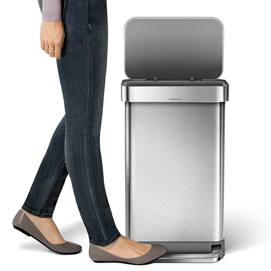Pedal trash can, 45 L, stainless steel - simplehuman