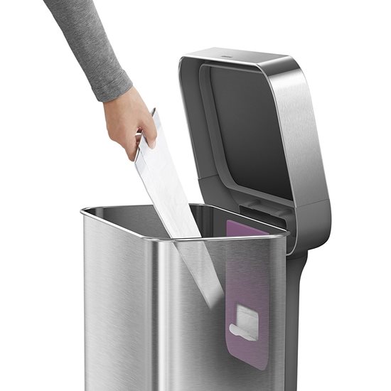 Pedal trash can, 45 L, stainless steel - simplehuman