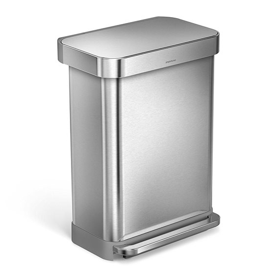 Pedal trash can, 55 L, stainless steel - simplehuman
