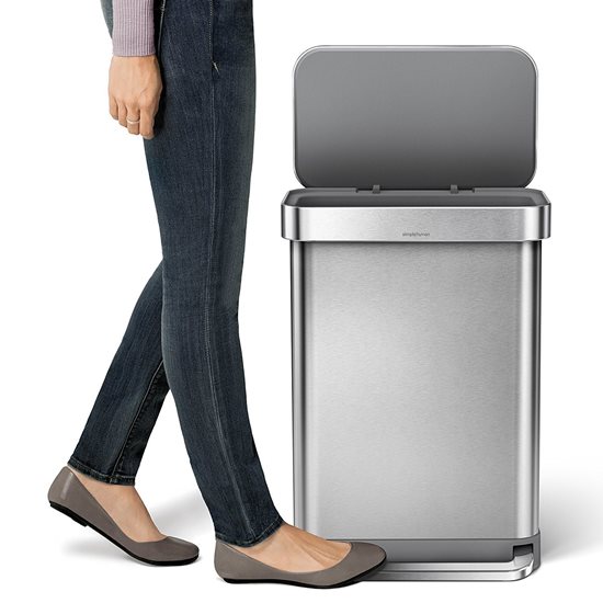 Pedal trash can, 55 L, stainless steel - simplehuman