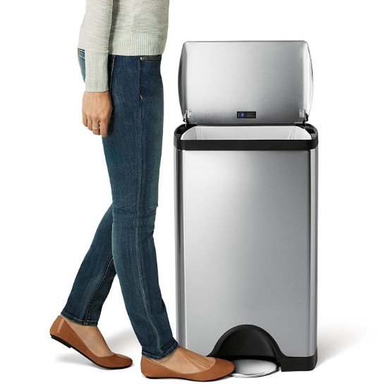 Lixeira com pedal, 38 L, aço inoxidável - simplehuman