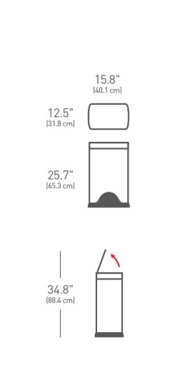 Lixeira com pedal, 38 L, aço inoxidável - simplehuman