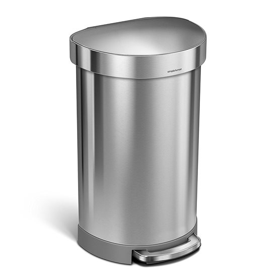 Pedal trash can, semi-round, 45 L, stainless steel - simplehuman