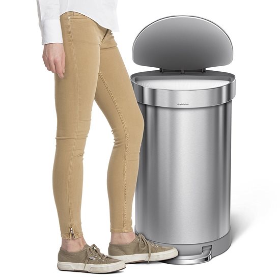 Pedal trash can, semi-round, 45 L, stainless steel - simplehuman