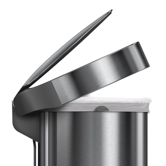 Pedal trash can, semi-round, 45 L, stainless steel - simplehuman
