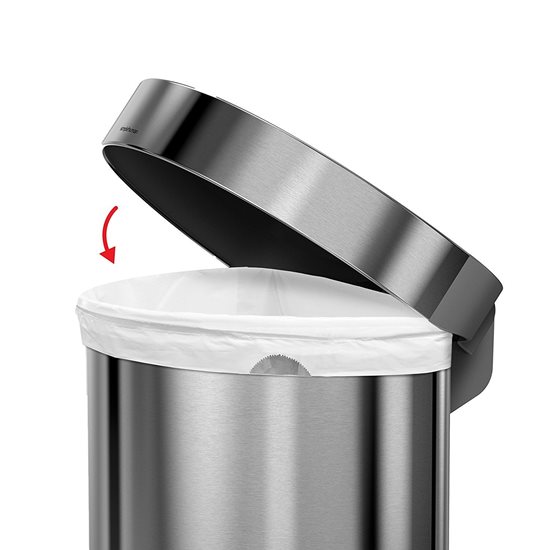 Pedal trash can, semi-round, 45 L, stainless steel - simplehuman