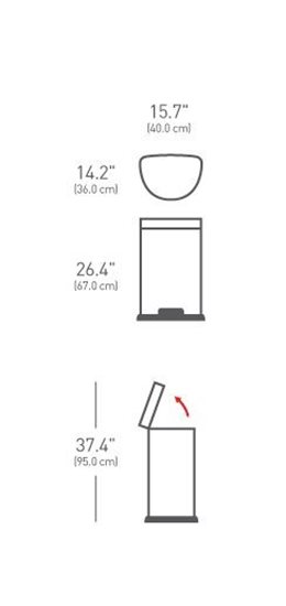 Pedaaliga prügikast, poolümmargune, 45 L, roostevaba teras – simplehuman