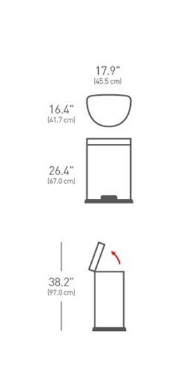 Tret-Mülleimer, 60 L, Edelstahl – simplehuman