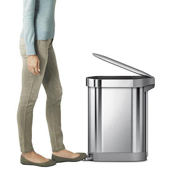 Педальный мусорный бак, 45 л, Stainless Steel - simplehuman