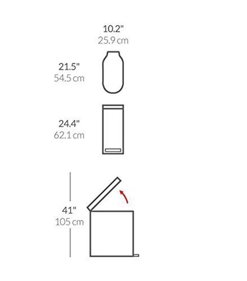 Πεντάλ κάδος απορριμμάτων, 45 L, Stainless Steel - simplehuman