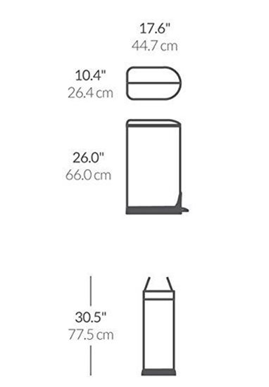 Pedal søppelbøtte, 30 L, rustfritt stål - simplehuman