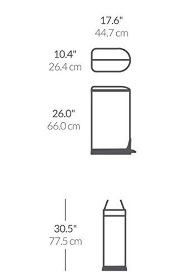 Lixeira com pedal, 30 L, aço inoxidável - simplehuman