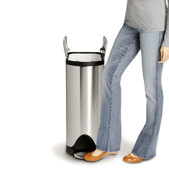 Pedal trash can, 45 L, stainless steel - simplehuman