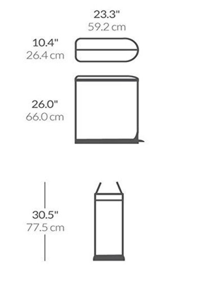 Is féidir le bruscar pedal, 45 L, cruach dhosmálta - simplehuman