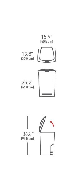 Pedaaliga prügikast, 45 L, plastik, Must – simplehuman