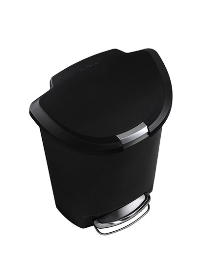 Poubelle à pédale, 50 L, semi-ronde, plastique, Noir - simplehuman