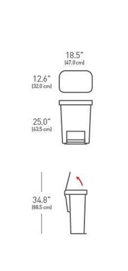 Pedal trash can, 45 L, plastic - simplehuman