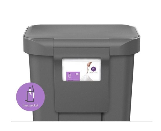 Pedal trash can, 45 L, plastic - simplehuman