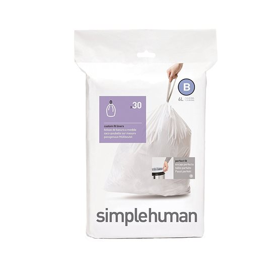 Šiukšlių maišeliai, kodas B, 6 L / 30 vnt., plastikiniai - simplehuman