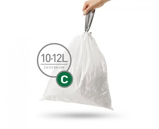 Brabantia PerfectFit Trash Bags, Code C, 2.6-3.2 Gallon, 10-12 Liter, 200 Trash  Bags