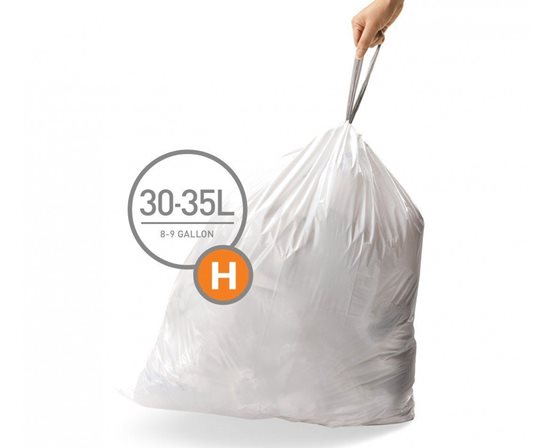 Çöp torbaları, kod H, 30-35 L / 20 adet, plastik - simplehuman