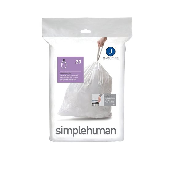 Prügikotid, kood J, 30-45 L / 20 tk, plastik - simplehuman