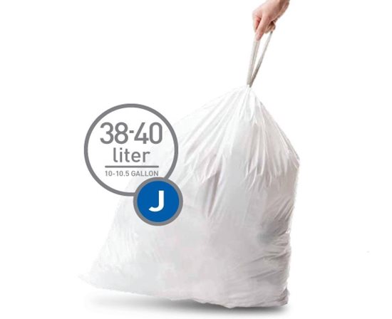 Šiukšlių maišeliai, kodas J, 30-45 L / 20 vnt, plastikiniai - simplehuman