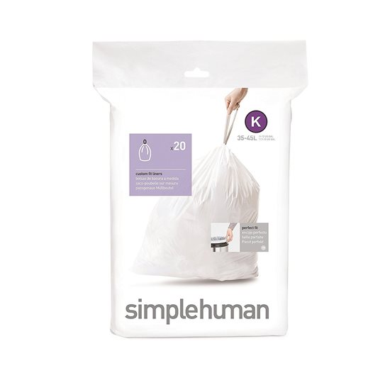 Prügikotid, kood K, 35-45 L / 20 tk, plastik - simplehuman