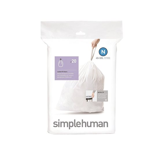 Papperspåsar, kod N, 45-50 L / 20 st, plast - simplehuman