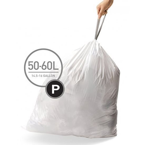 Worki na śmieci kod P, 50-60 L / 20 szt., plastik - "simplehuman"