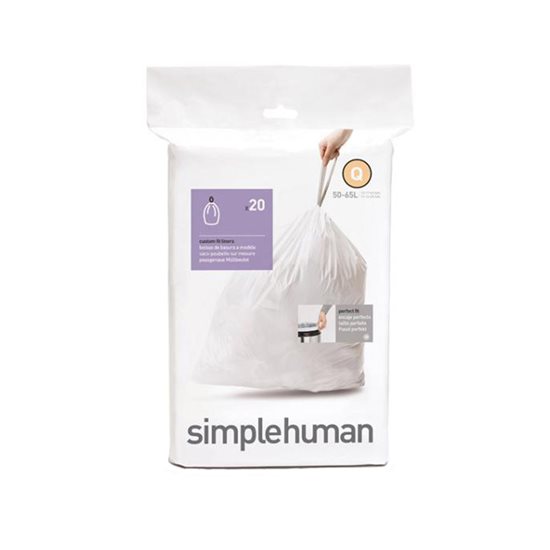 Søppelsekker, kode Q, 50-65 L, 20 stk, plast - simplehuman