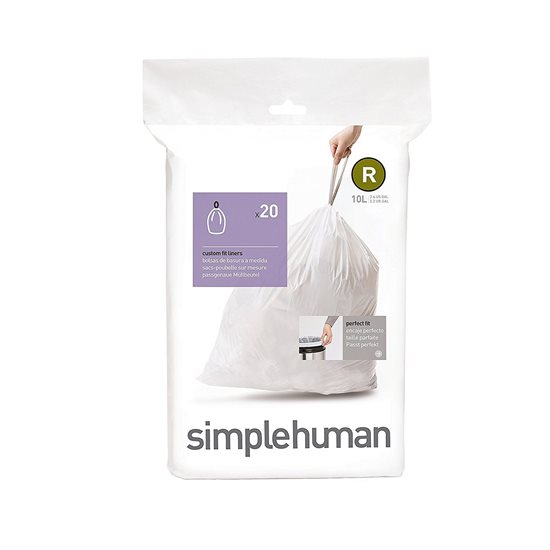 Papperspåsar, kod R, 10 L / 20 st, plast - simplehuman